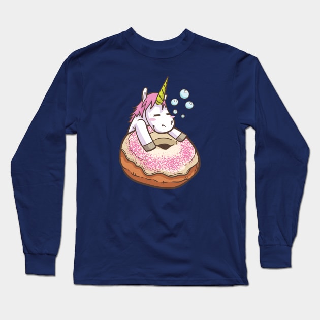 Donut disturb - Cute little unicorn on a donut enjoying life and not wanting to be disturbed you and your kids would love! - Available in stickers, clothing, etc Long Sleeve T-Shirt by Crazy Collective